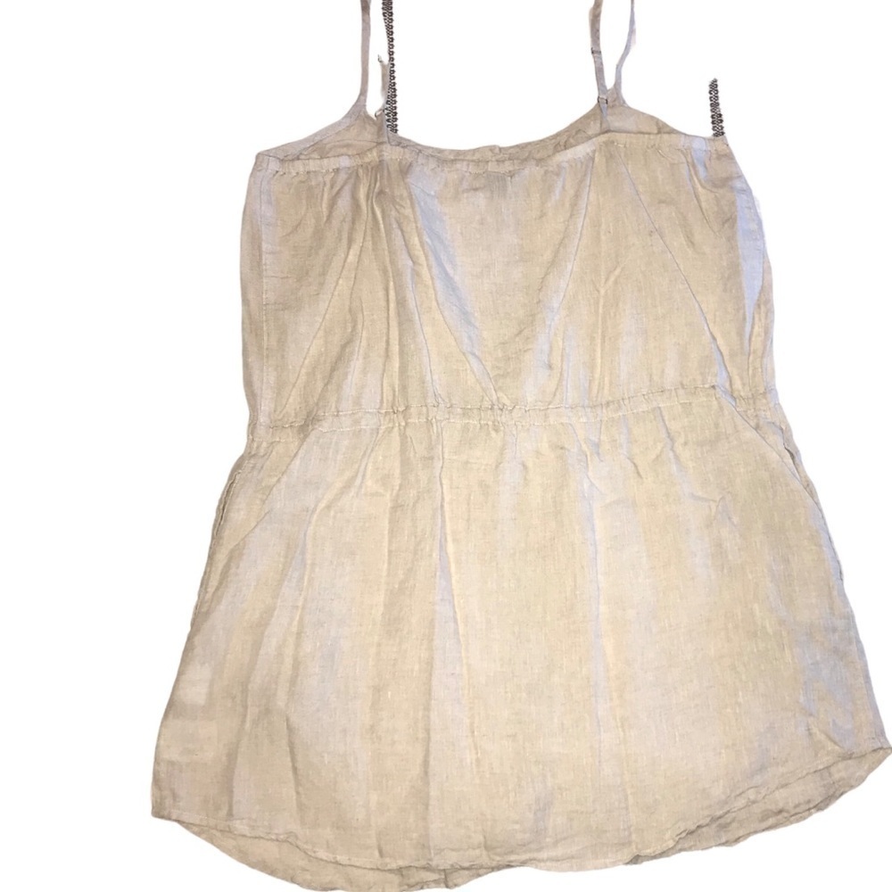 Lands End Linen Button Front Spaghetti Strap Draw… - image 5